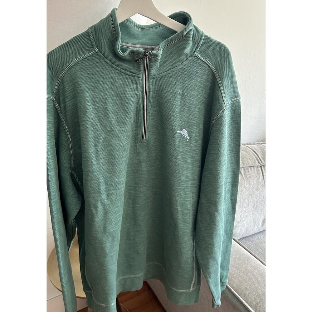 Tommy Bahama Tobago Bay Half-Zip Sweatshirt XXL Nautical Coaster Green